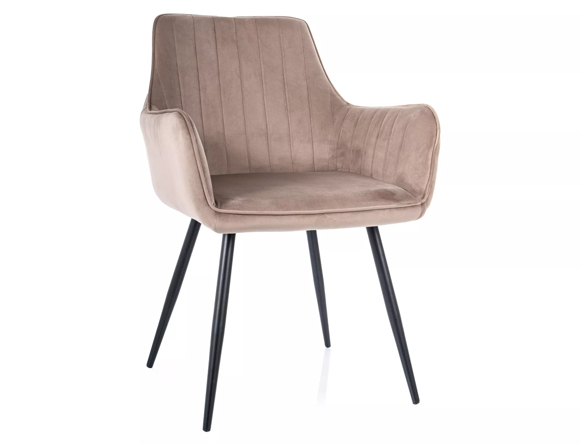 Restaurant bistrostol Silvia fløjlsstof i beige med armlæn 